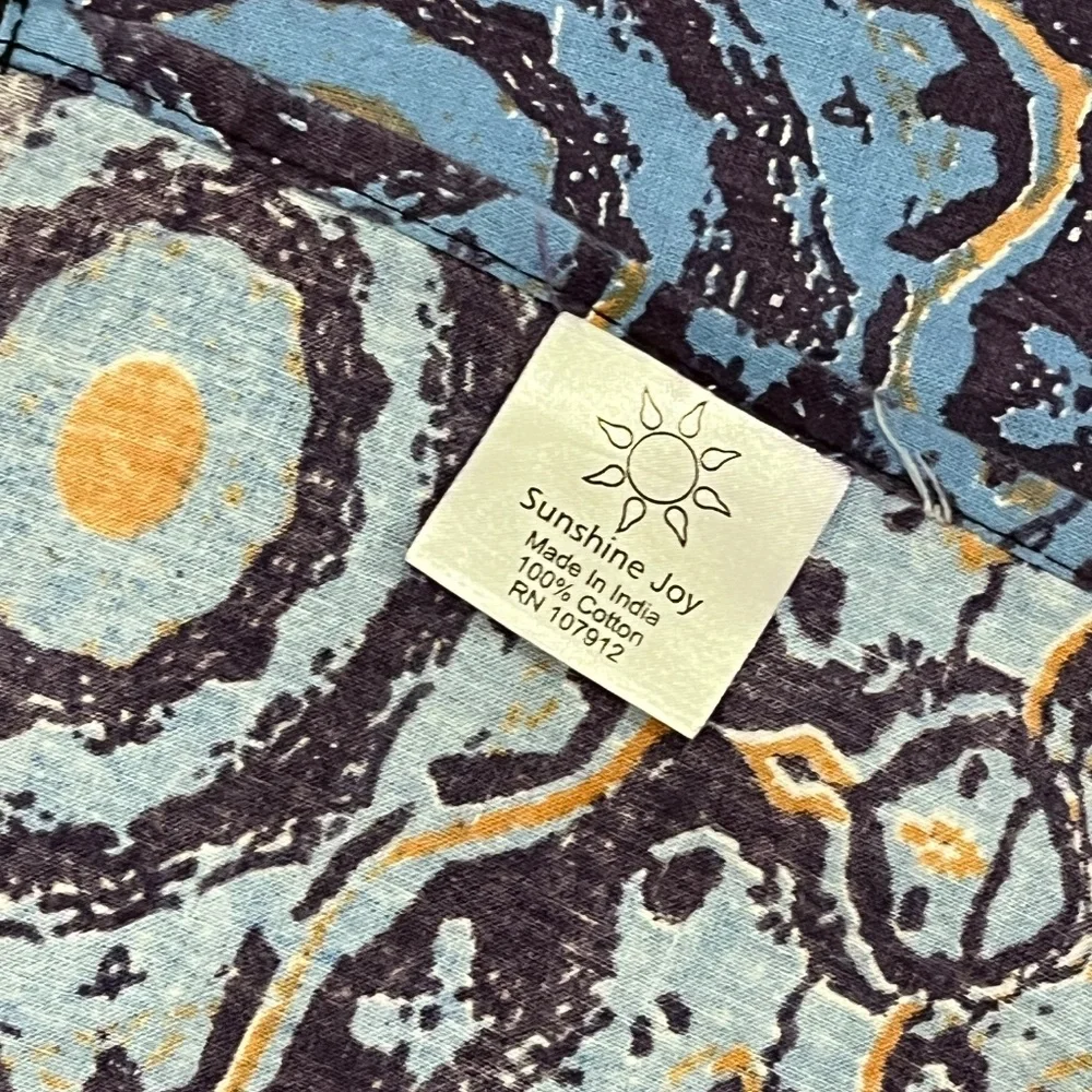 Sunshine Joy Brown, Blue & Yellow Abstract Festival Tapestry
